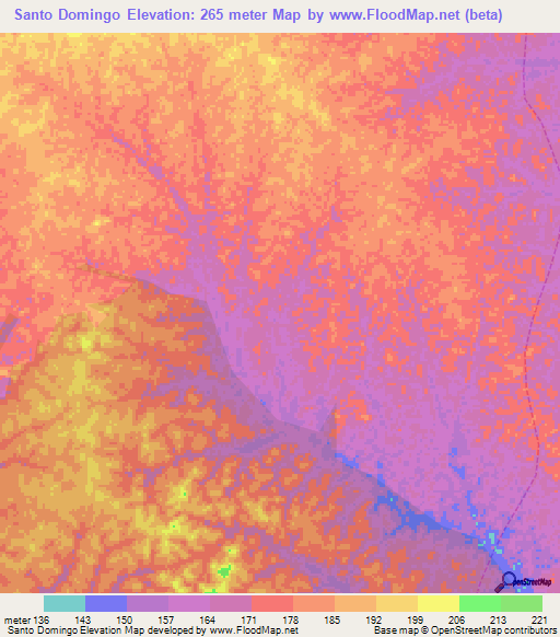 Santo Domingo,Venezuela Elevation Map