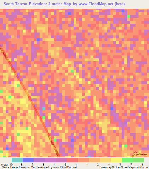 Santa Teresa,Venezuela Elevation Map