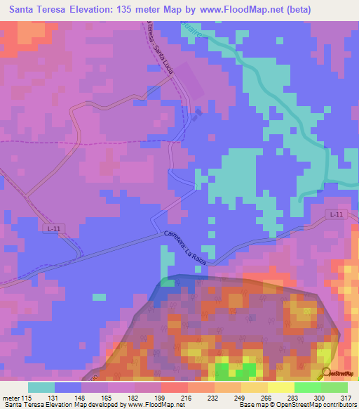 Santa Teresa,Venezuela Elevation Map