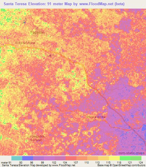 Santa Teresa,Venezuela Elevation Map