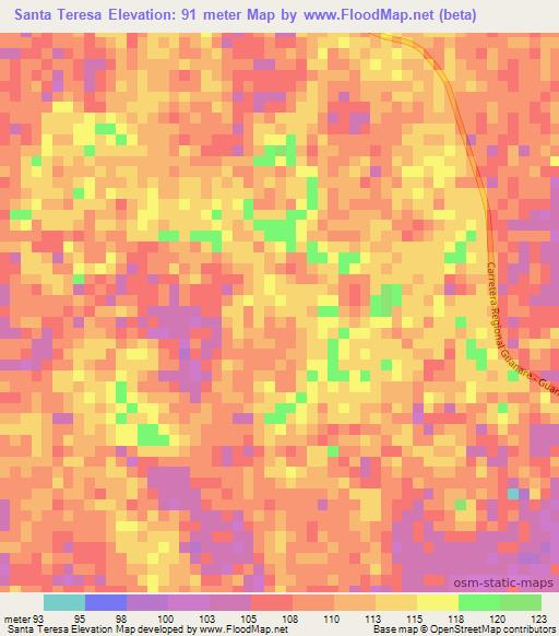 Santa Teresa,Venezuela Elevation Map