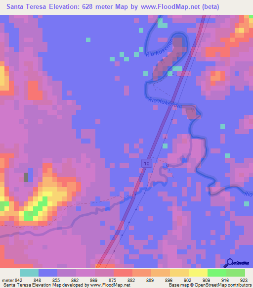 Santa Teresa,Venezuela Elevation Map