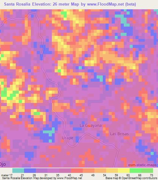 Santa Rosalia,Venezuela Elevation Map
