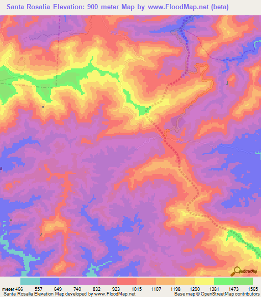 Santa Rosalia,Venezuela Elevation Map