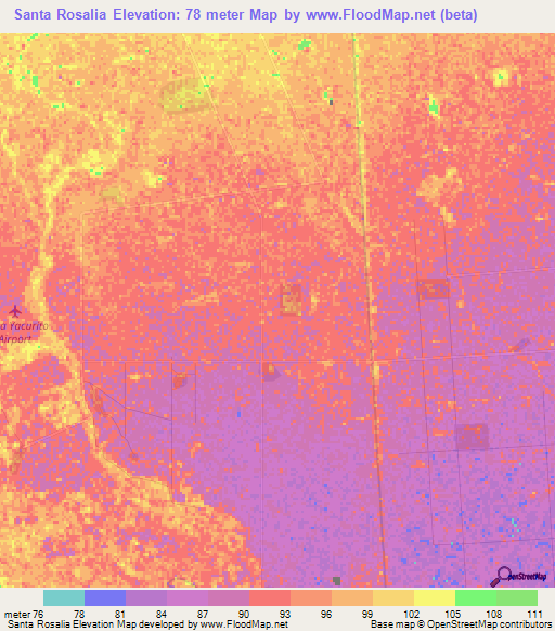 Santa Rosalia,Venezuela Elevation Map