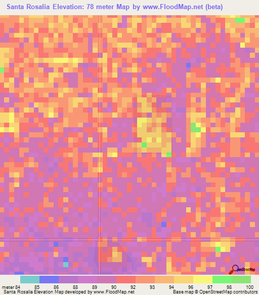 Santa Rosalia,Venezuela Elevation Map