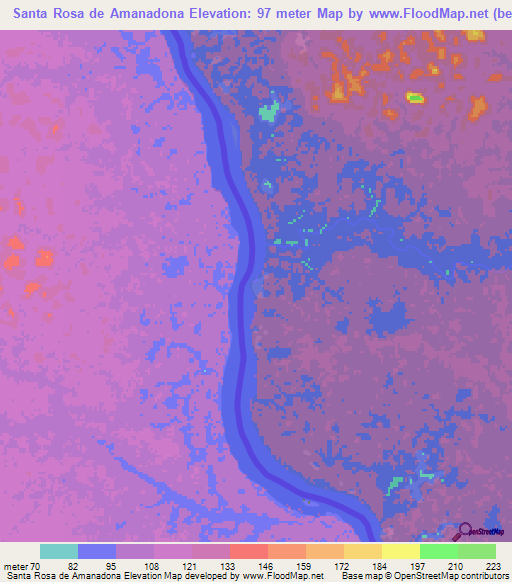 Santa Rosa de Amanadona,Venezuela Elevation Map