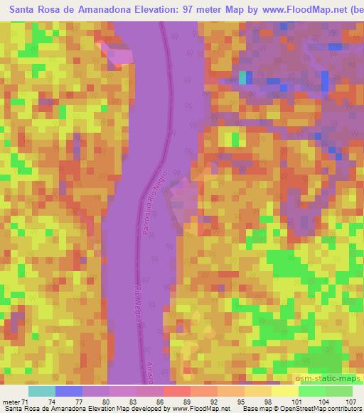 Santa Rosa de Amanadona,Venezuela Elevation Map