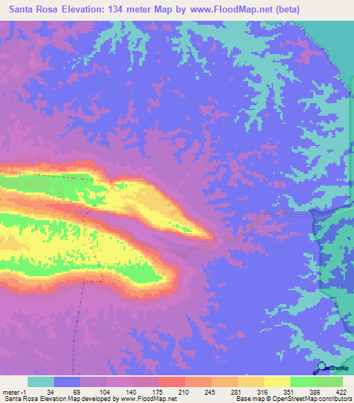 Santa Rosa,Venezuela Elevation Map