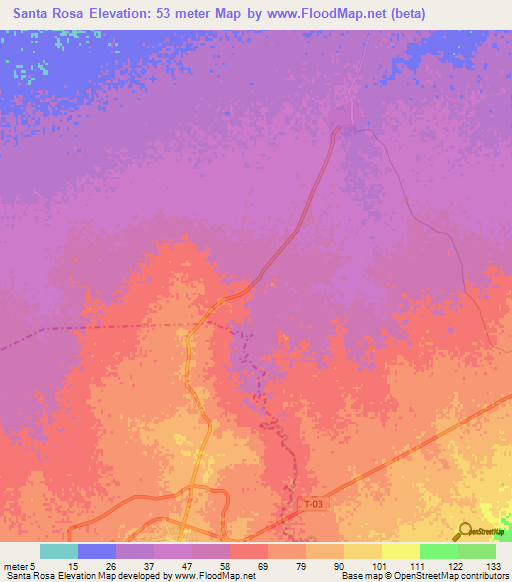 Santa Rosa,Venezuela Elevation Map