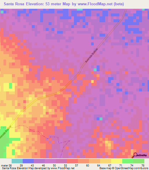 Santa Rosa,Venezuela Elevation Map