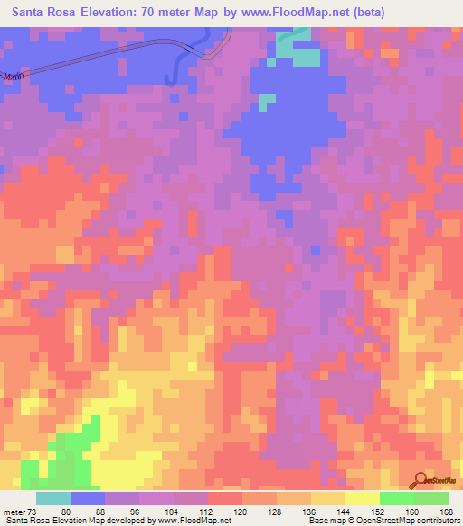 Santa Rosa,Venezuela Elevation Map
