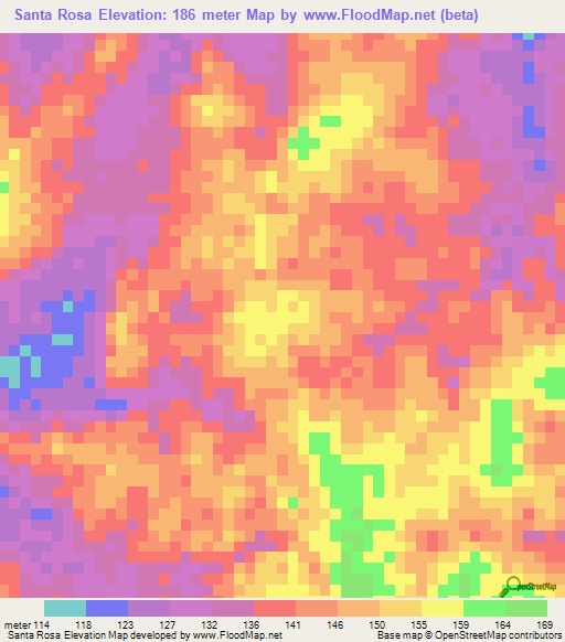 Santa Rosa,Venezuela Elevation Map