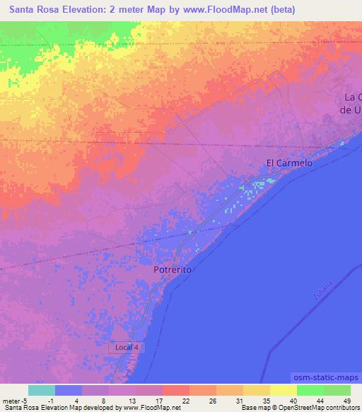 Santa Rosa,Venezuela Elevation Map