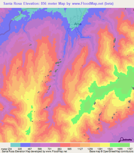 Santa Rosa,Venezuela Elevation Map