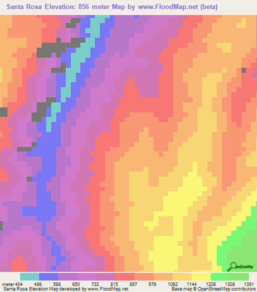 Santa Rosa,Venezuela Elevation Map