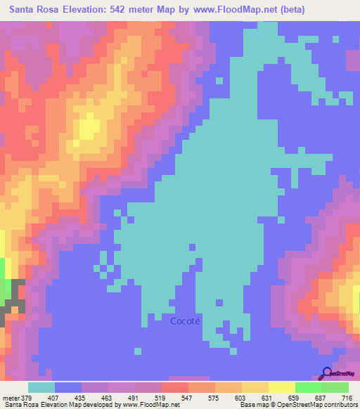 Santa Rosa,Venezuela Elevation Map