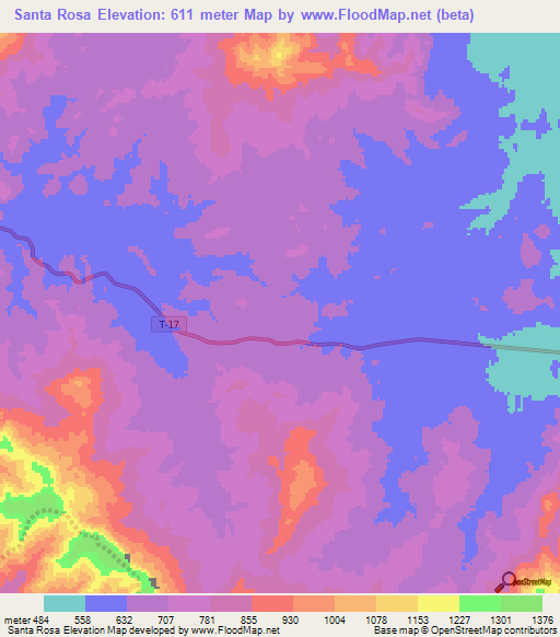 Santa Rosa,Venezuela Elevation Map