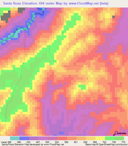 Santa Rosa,Venezuela Elevation Map