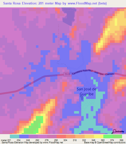 Santa Rosa,Venezuela Elevation Map