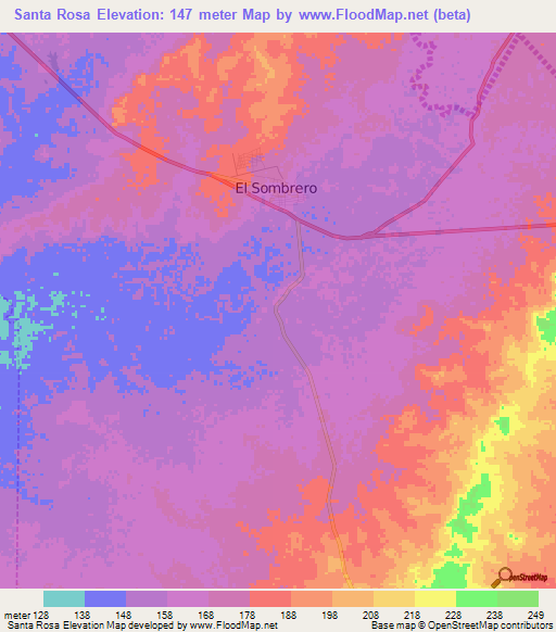 Santa Rosa,Venezuela Elevation Map