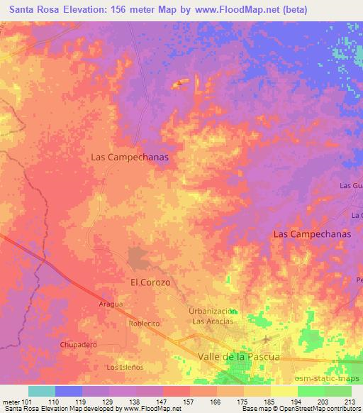 Santa Rosa,Venezuela Elevation Map