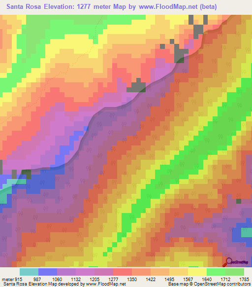 Santa Rosa,Venezuela Elevation Map