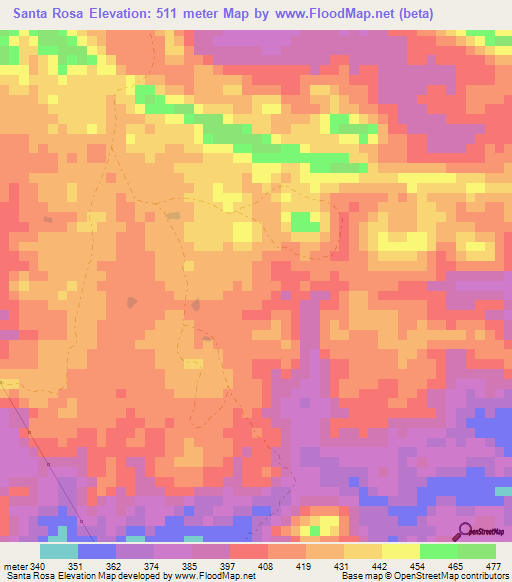 Santa Rosa,Venezuela Elevation Map