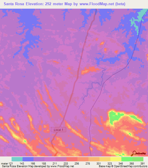 Santa Rosa,Venezuela Elevation Map