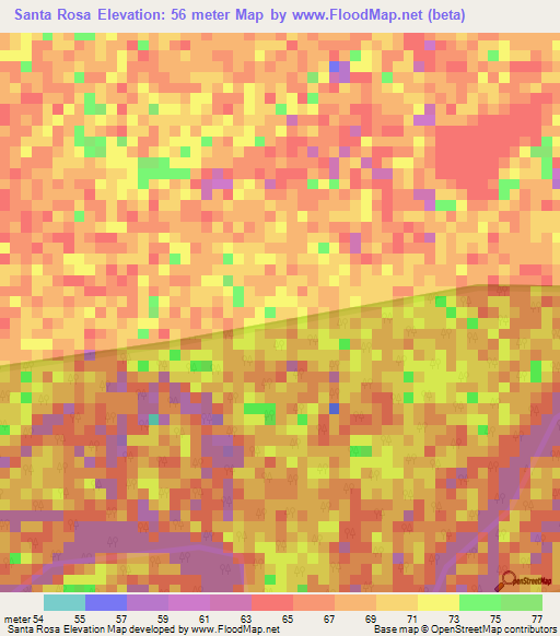 Santa Rosa,Venezuela Elevation Map