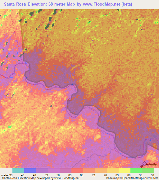 Santa Rosa,Venezuela Elevation Map