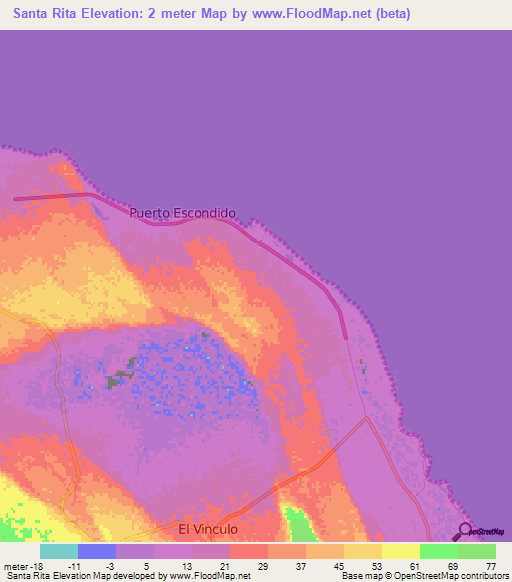 Santa Rita,Venezuela Elevation Map