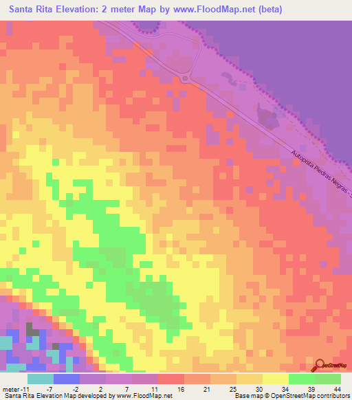 Santa Rita,Venezuela Elevation Map