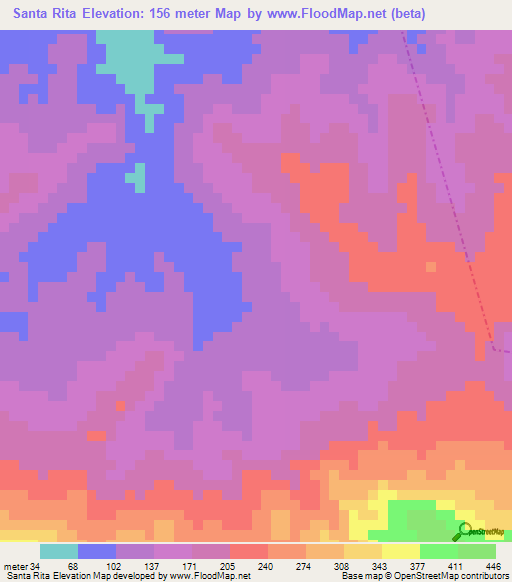 Santa Rita,Venezuela Elevation Map