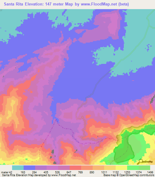 Santa Rita,Venezuela Elevation Map