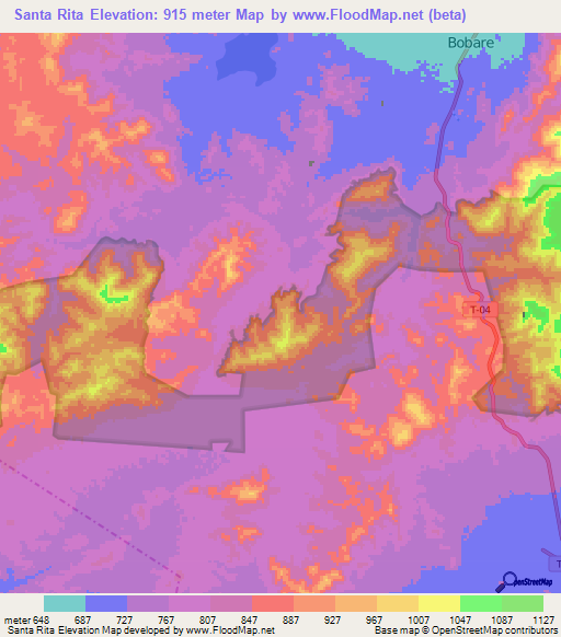 Santa Rita,Venezuela Elevation Map
