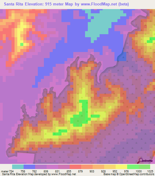 Santa Rita,Venezuela Elevation Map