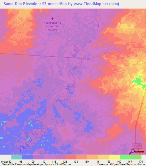 Santa Rita,Venezuela Elevation Map