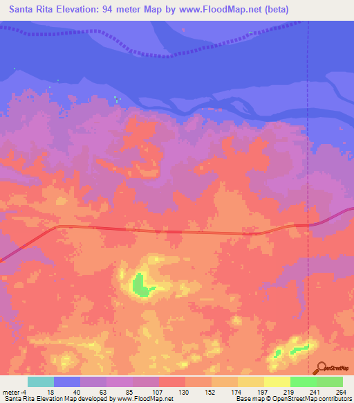 Santa Rita,Venezuela Elevation Map
