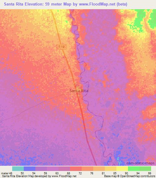Santa Rita,Venezuela Elevation Map
