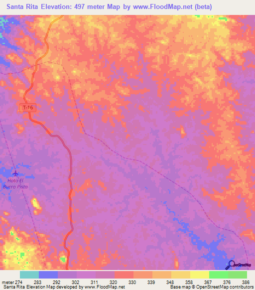 Santa Rita,Venezuela Elevation Map