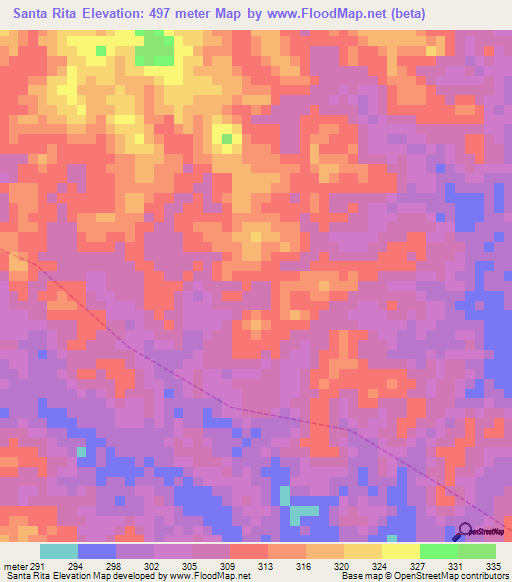 Santa Rita,Venezuela Elevation Map