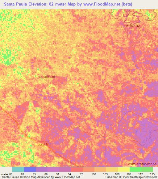 Santa Paula,Venezuela Elevation Map