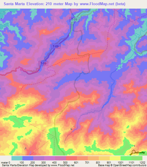 Santa Marta,Venezuela Elevation Map