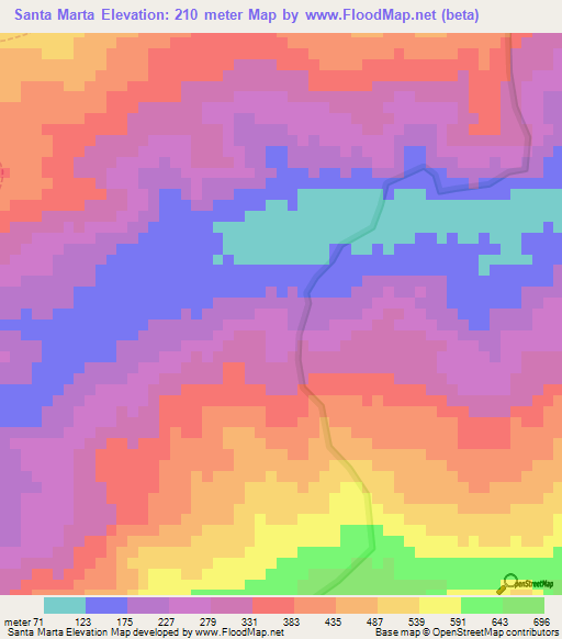 Santa Marta,Venezuela Elevation Map