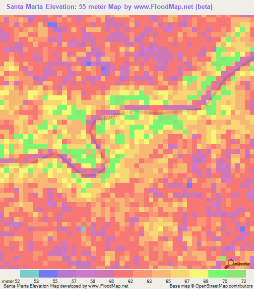 Santa Marta,Venezuela Elevation Map