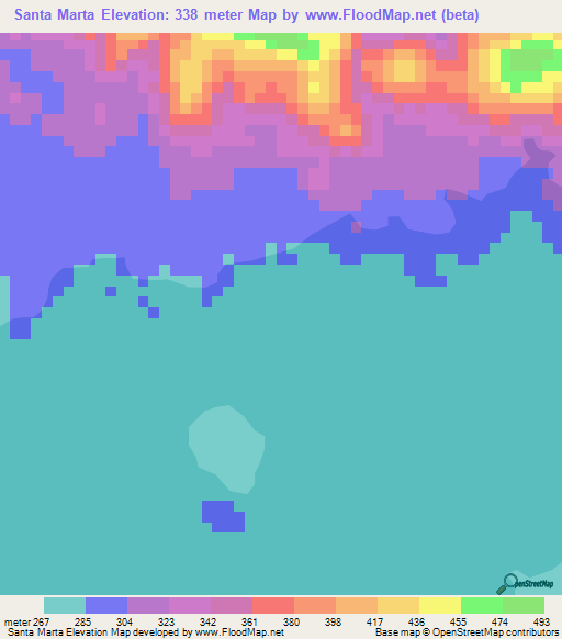 Santa Marta,Venezuela Elevation Map