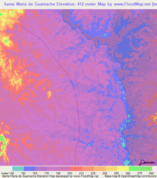 Santa Maria de Guamache,Venezuela Elevation Map