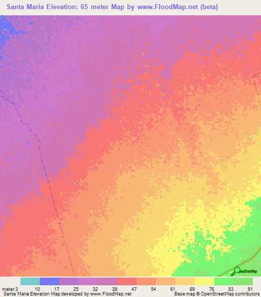 Santa Maria,Venezuela Elevation Map