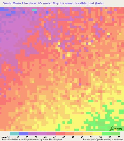 Santa Maria,Venezuela Elevation Map